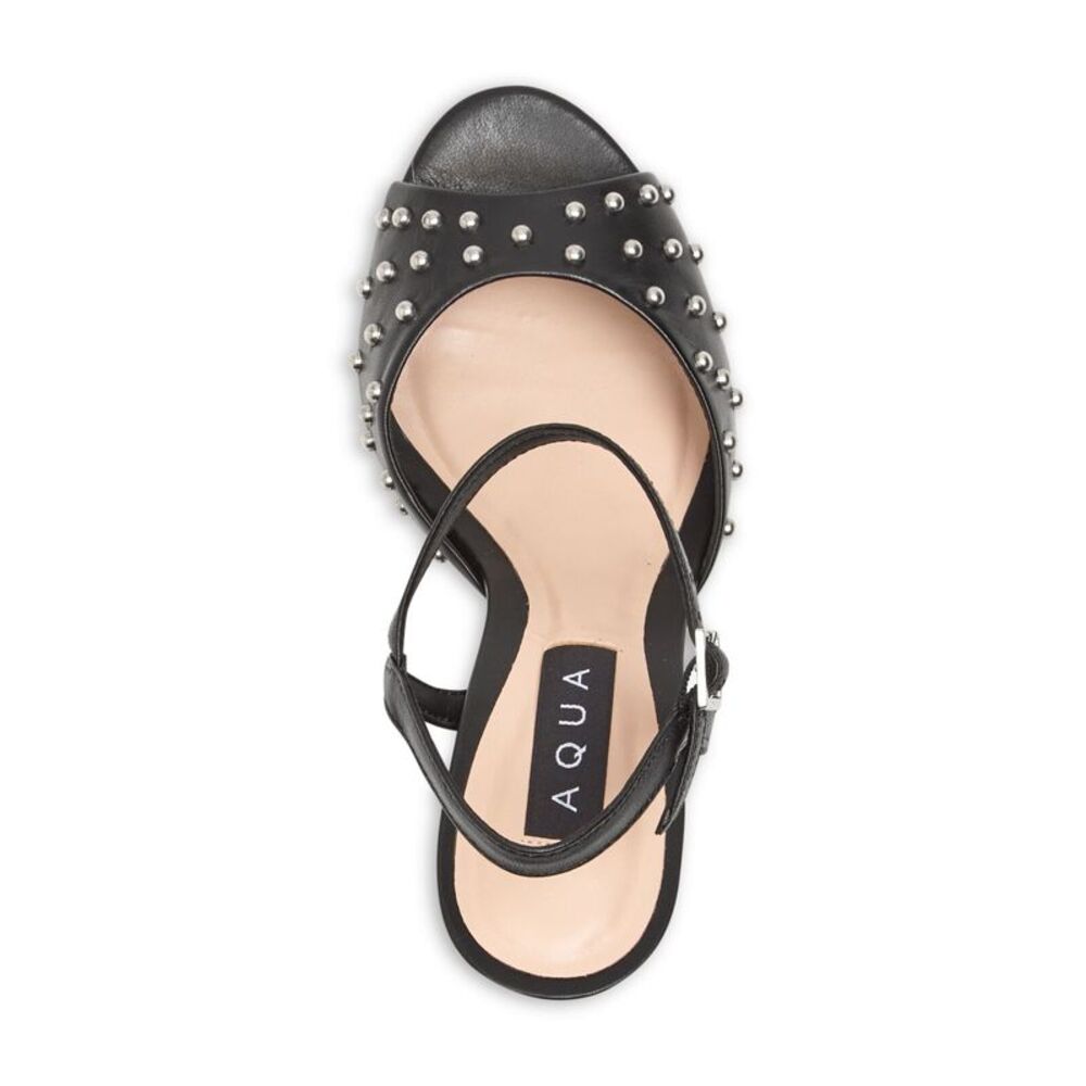 AQUA Womens Black 1-1/2" Platform Cullen Round Toe Block Heel Sandals 8.5 - Picture 3 of 4